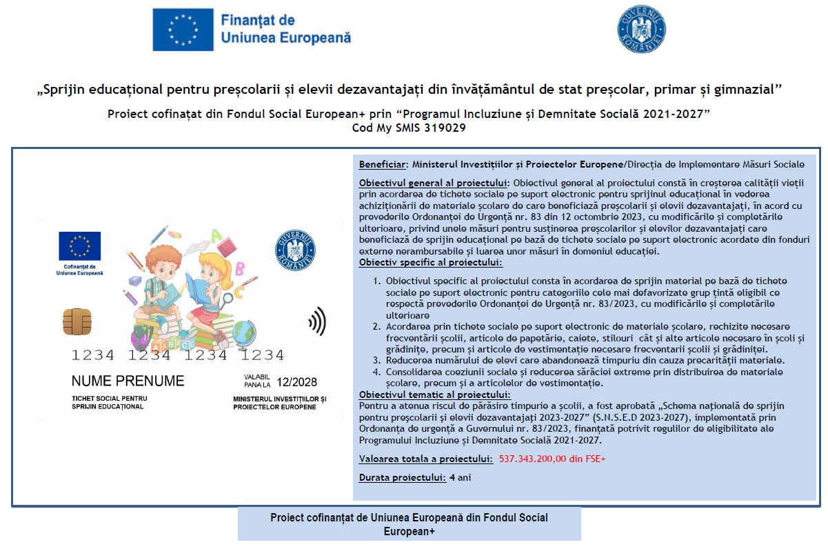 Anunt Tichete sociale